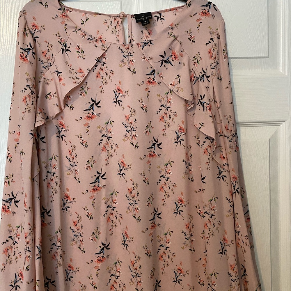Worthington pink blouse with ruffle detail size 1X